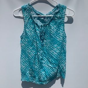 Teal and White Flowy Tank Top